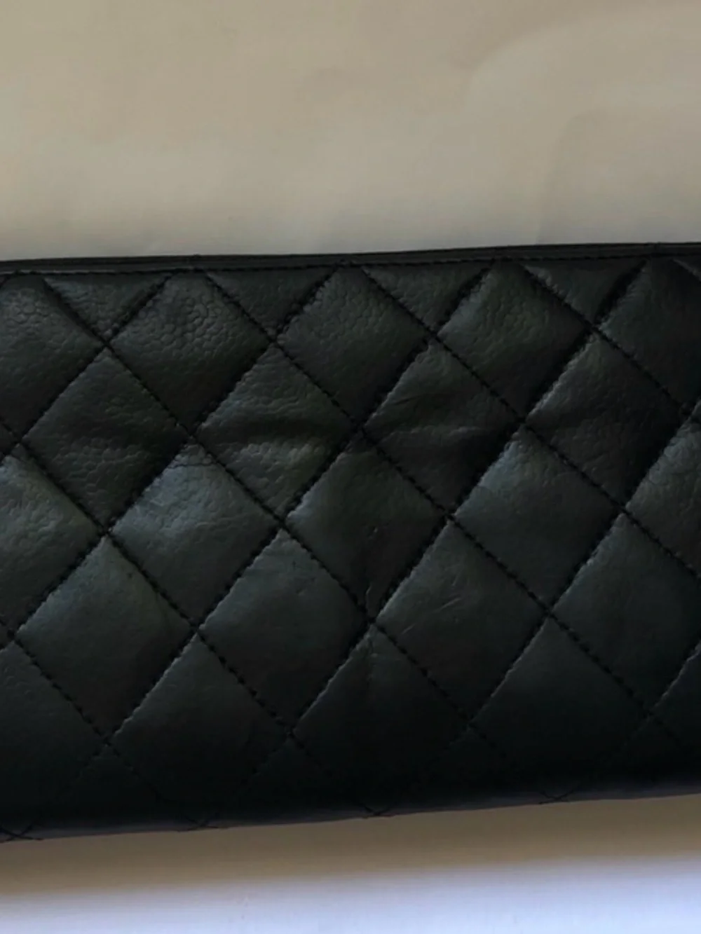 CHANEL Black Quilted Leather Wallet with Silver CC Logo